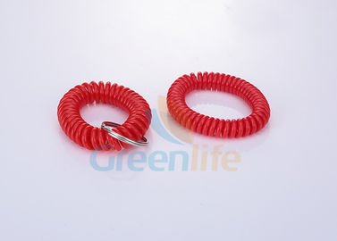 Mềm đỏ Bungee nhựa cổ tay cuộn mùa xuân Keychain TPU ống với vòng chia