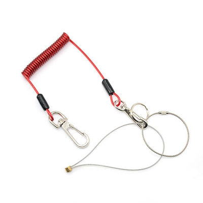 Đỏ rõ ràng Cable Wire Coil Lanyard Strap Đỏ minh bạch Với Loop / Swivels