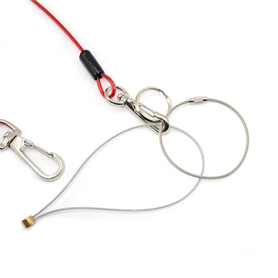 Đỏ rõ ràng Cable Wire Coil Lanyard Strap Đỏ minh bạch Với Loop / Swivels