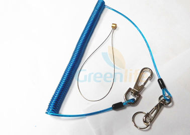 Dây buộc chìa khóa co giãn Dây buộc dây cuộn màu xanh với giá đỡ vòng dây