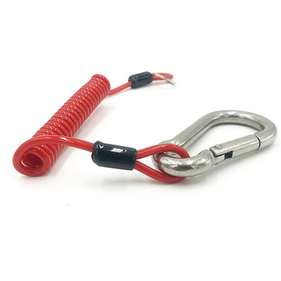 Stainless Wire củng cố Red Coil công cụ dây chuyền với Karabiner và Split Ring